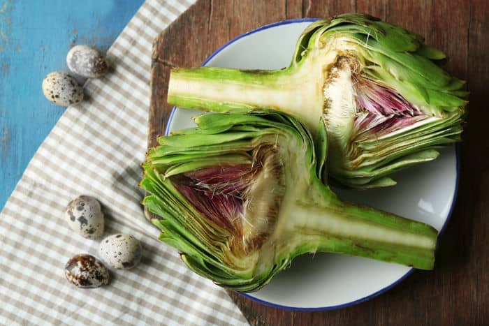 Image of artichoke halves on a plate