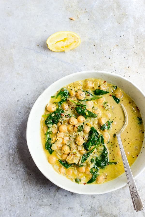 Coconut Curry Chickpeas with Wilted Greens