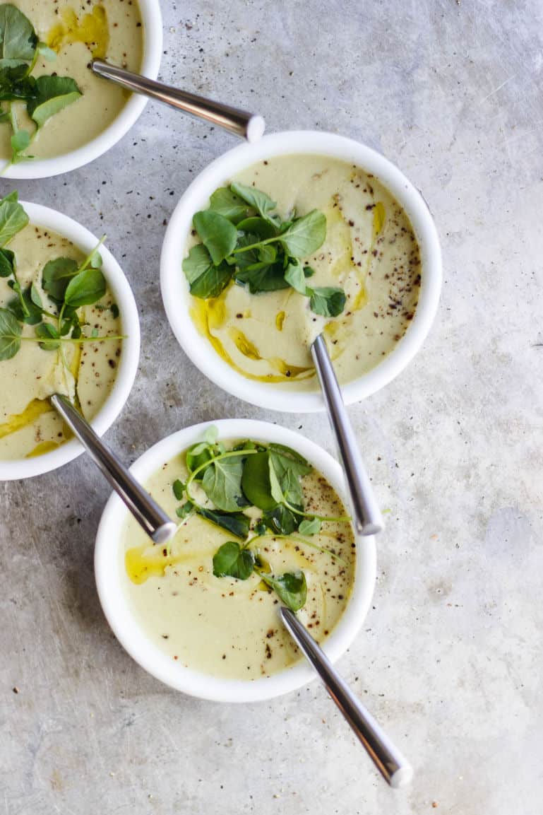 Cream of Celery Soup with Olive Oil + Watercress