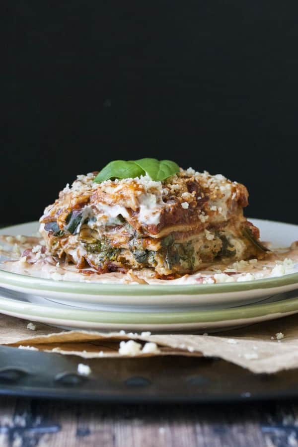 Creamy Pesto, Tomato and Sausage Lasagna