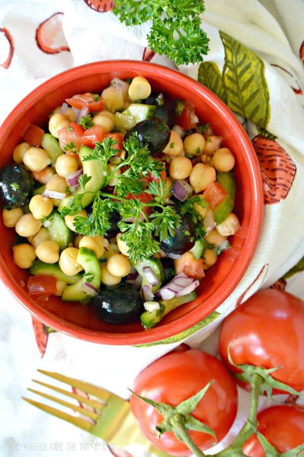 Olive Cucumber Chickpea Salad