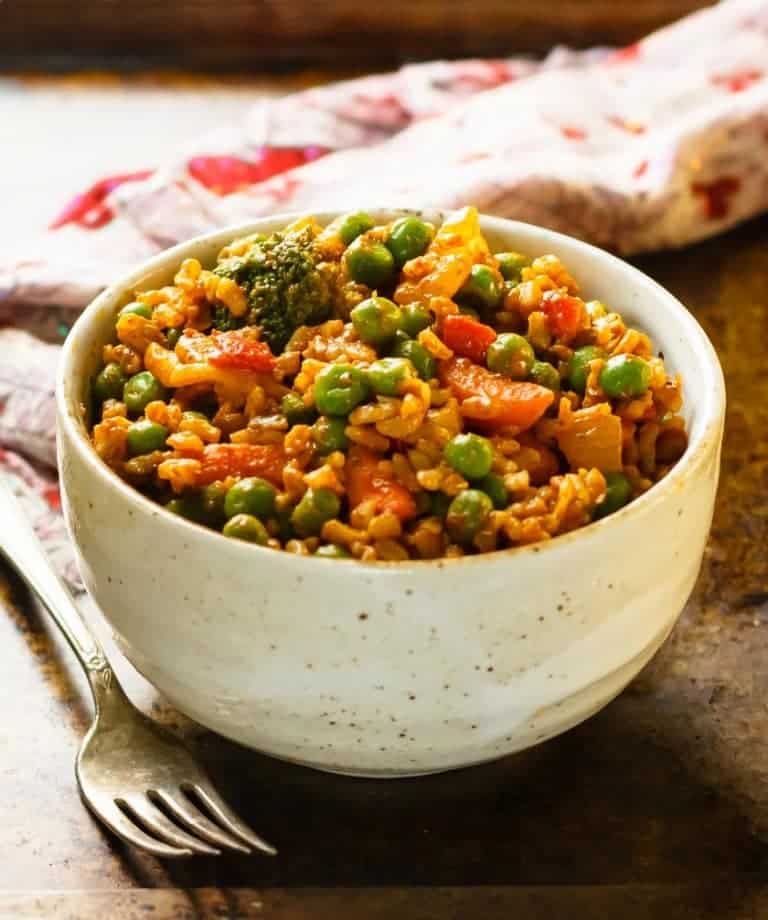 Quick Curried Veggie Brown Rice Bowls