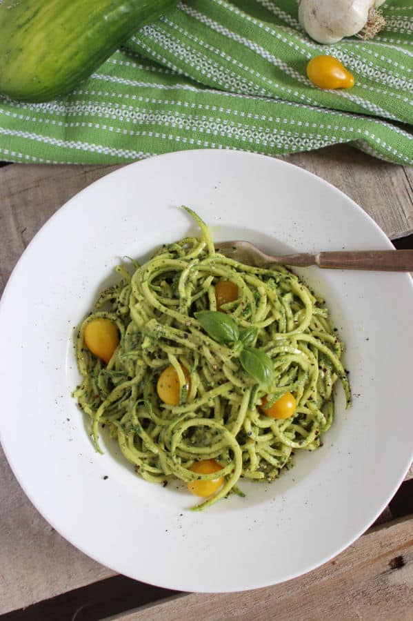 10 Minute Zucchini Noodles with Vegan Cashew Pesto