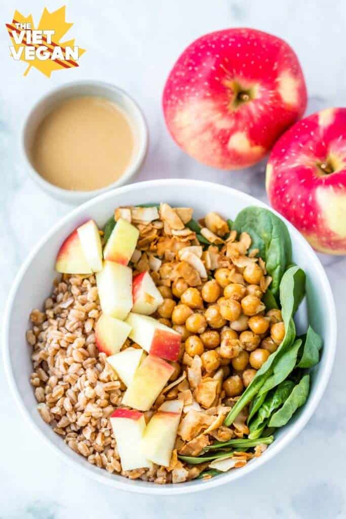 Apple Farro Bowls With Maple Tahini Dressing