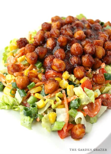 BBQ Chickpea Chopped Salad With Avocado Ranch