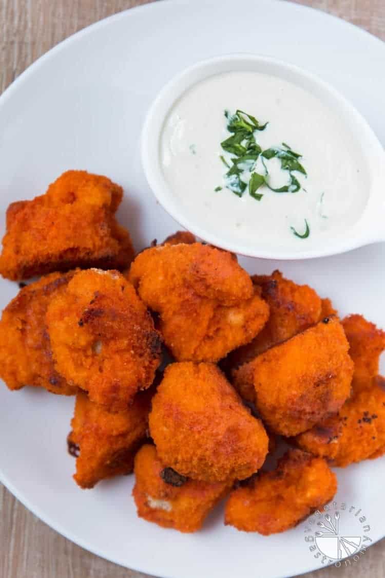 Buffalo Cauliflower Bites with Cucumber Ranch