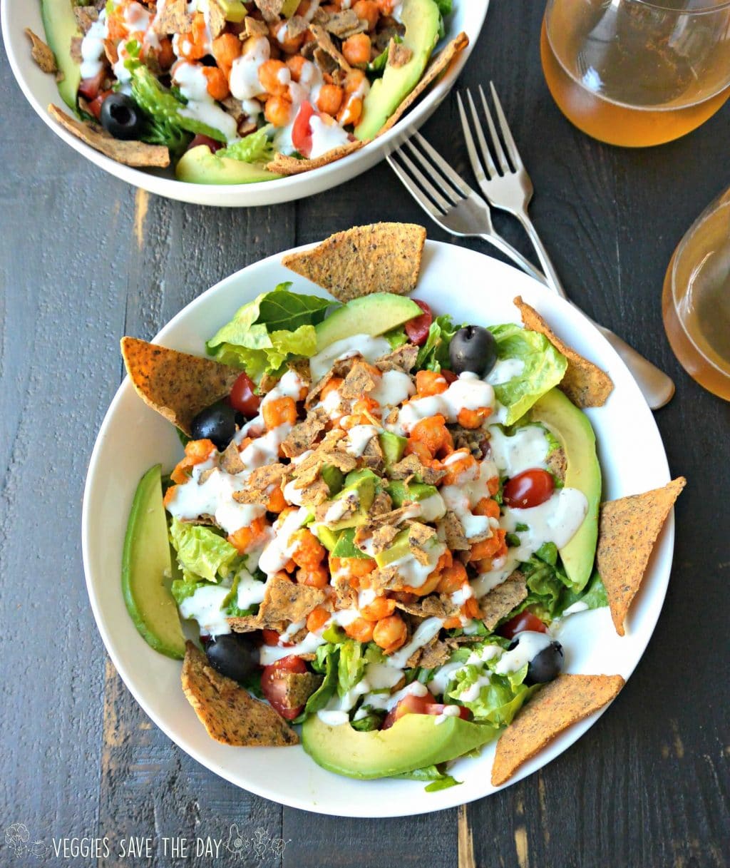 Buffalo Ranch Chickpea Taco Salad