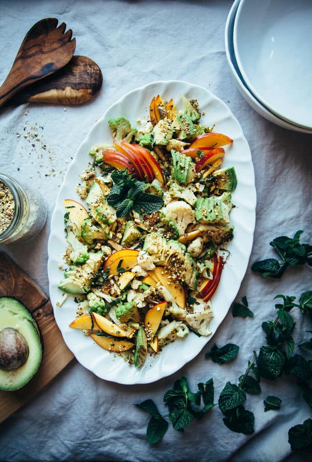 Cauliflower Salad with Nectarines & Pistachio Dukkah