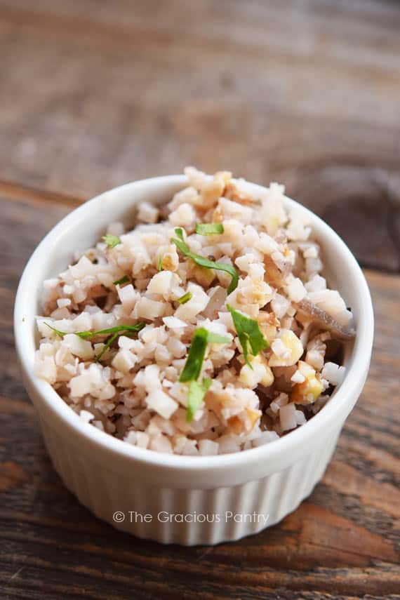Clean Eating Riced Cauliflower with Walnuts Recipe