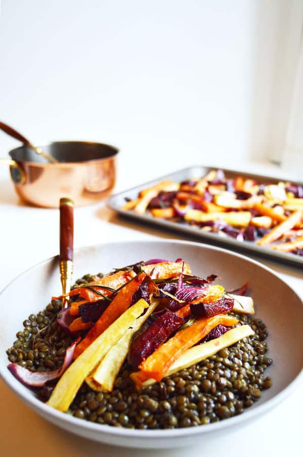 Colourful Root Vegetable Warm Lentil Salad