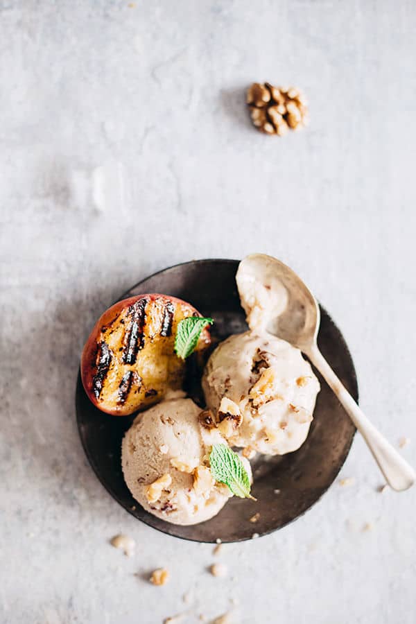 Creamy Peach and Walnut Ice Cream