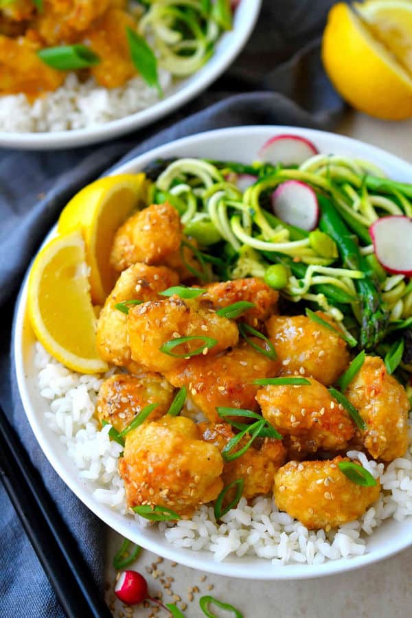 Crispy Baked Cauliflower with Chinese Lemon Sauce