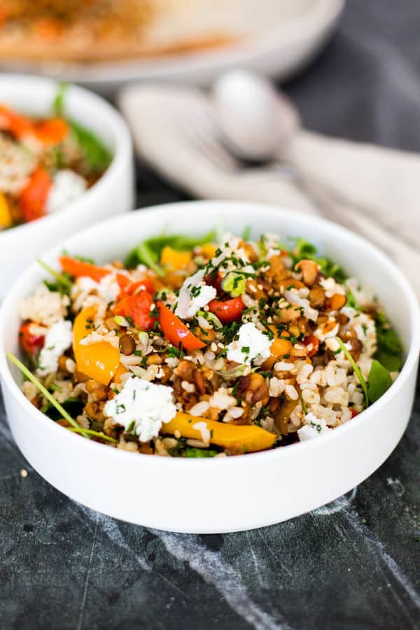 Crumbled Tempeh Salad With Herbed Ricotta Cheese