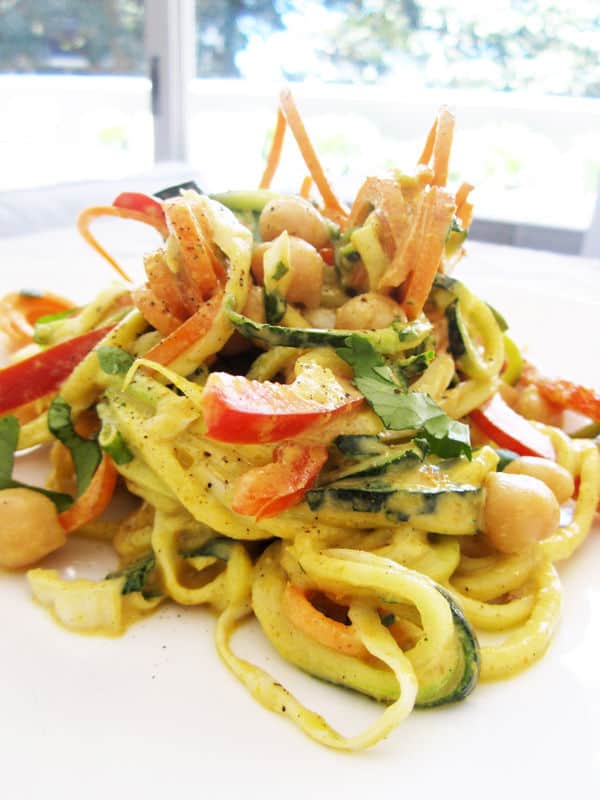 "Curried Chickpea & Veggie ""Noodle"" Salad"