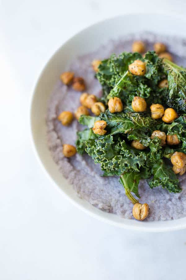 Easy Mashed Cauliflower with Kale and Chickpeas