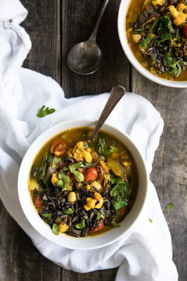 Easy Turmeric Broth Soup with Wild Rice and Vegetables