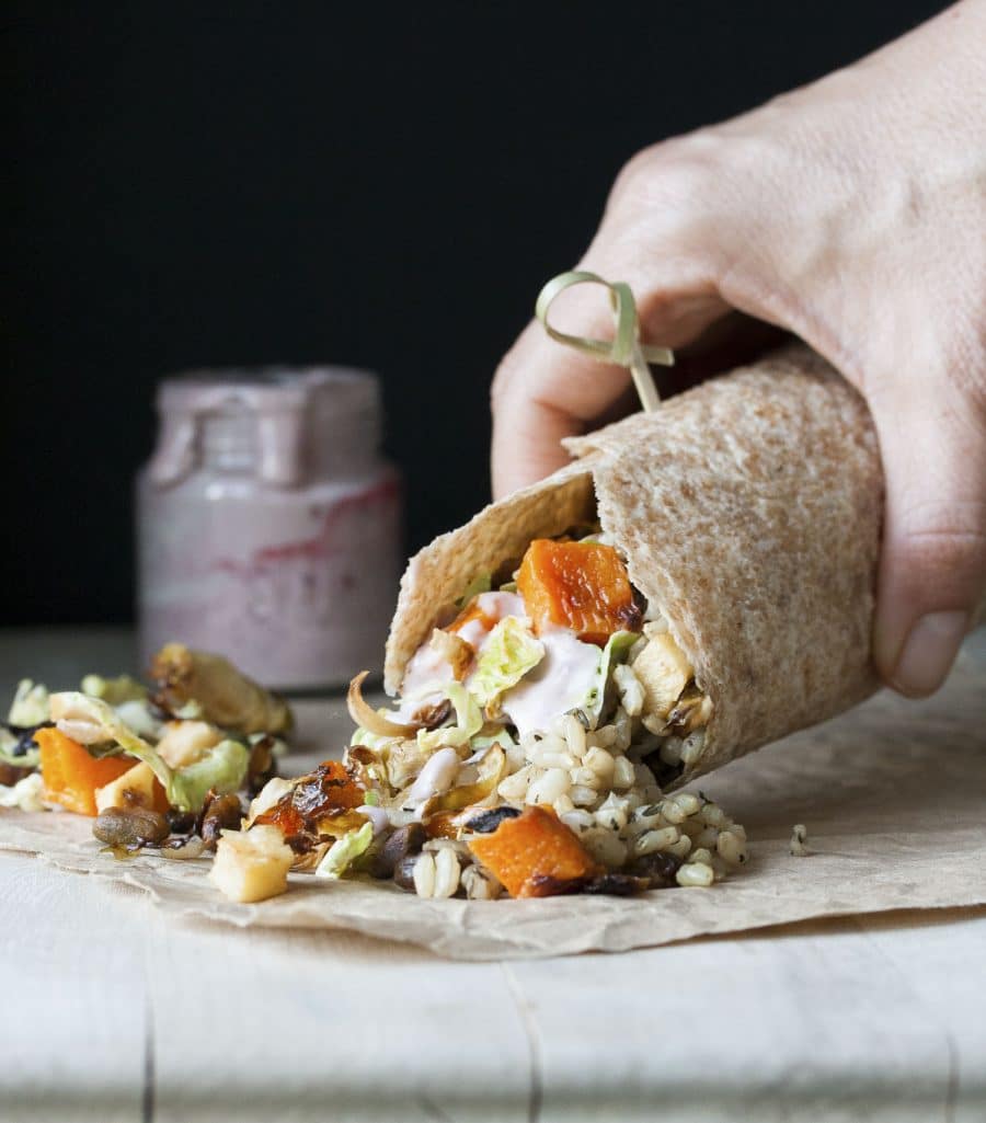 Fall Harvest Burrito with Homemade Vegan Mayo