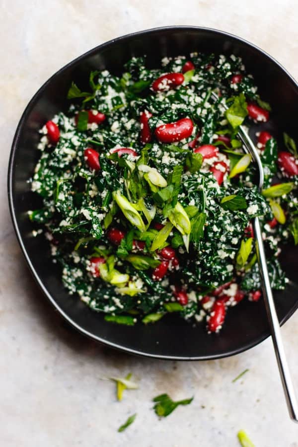 Garlicky Kale Bowls with Red Beans and Cauliflower Rice