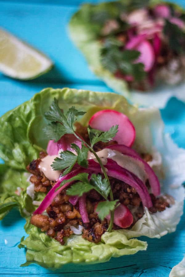 Korean Tempeh Lettuce Wraps