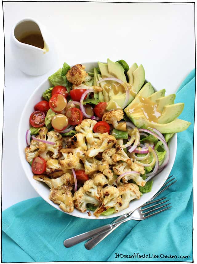 Maple Mustard Cauliflower and Avocado Salad