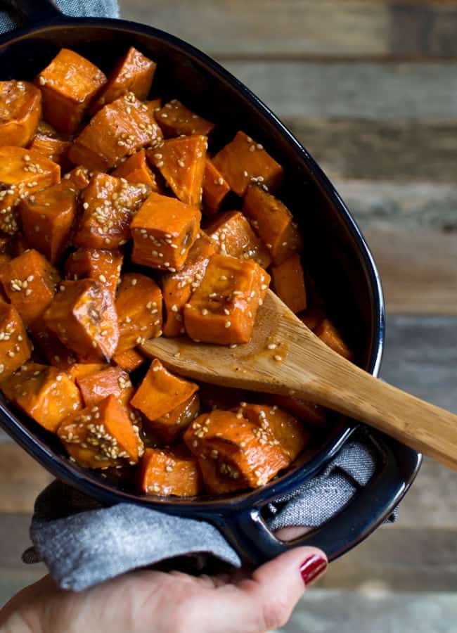 Miso Glazed Sweet Potatoes