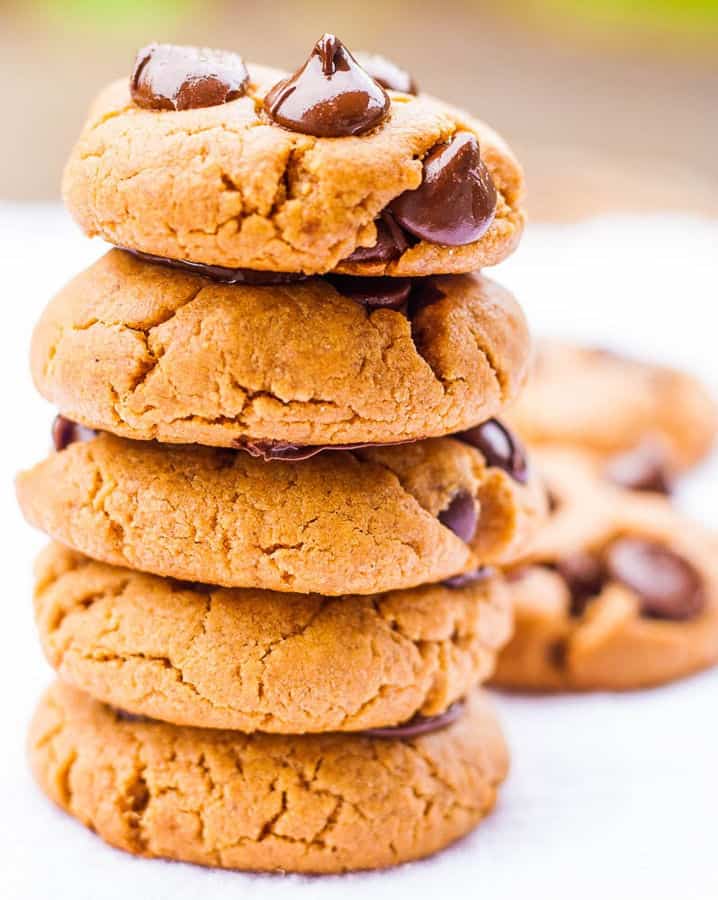 Oil Free Peanut Butter Chocolate Chip Cookies