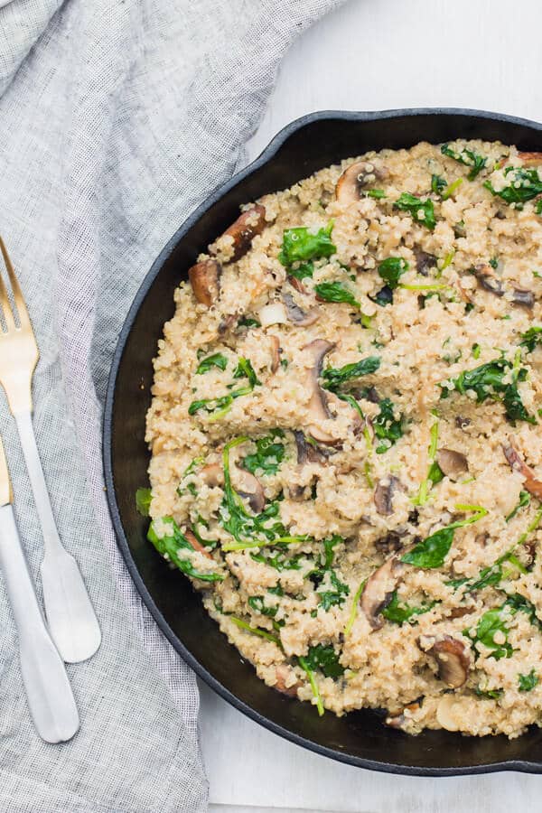 One-Pot Creamy Quinoa with Kale and Mushrooms