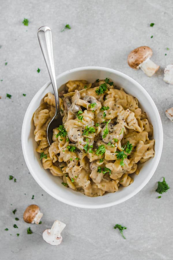 One Pot Vegan Mushroom Stroganoff