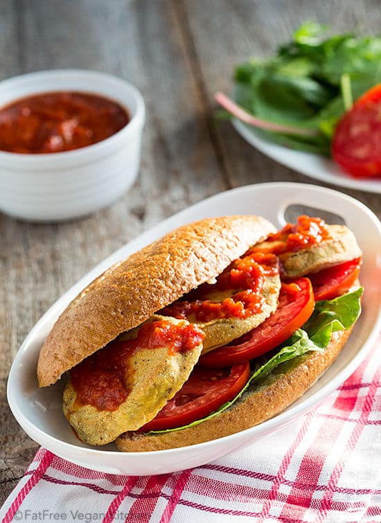 Oven-Fried Eggplant PoBoy Sandwiches