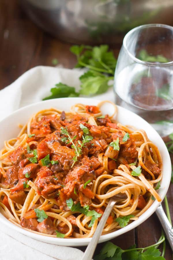Pasta with Mushroom Bolognese Sauce