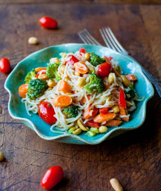 Peanut Noodles with Mixed Vegetables and Peanut Sauce