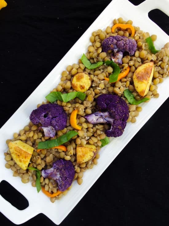 Persian Spiced Lentils with Roasted Cauliflower and Potatoes