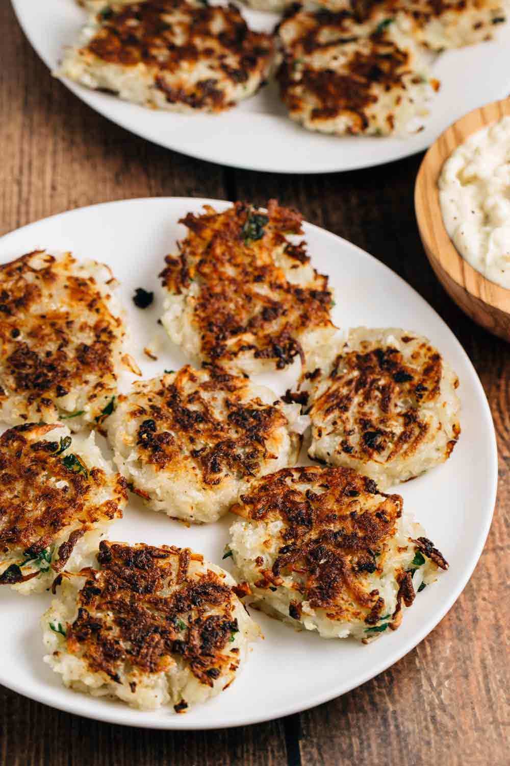 Potato-Cauliflower Latkes with Horseradish Sauce