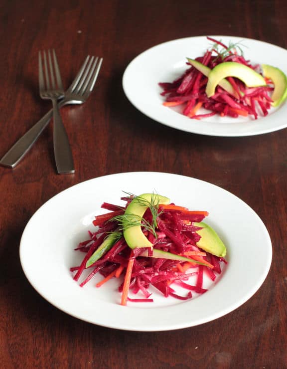 Raw Beet Salad With Lime Ginger Dressing