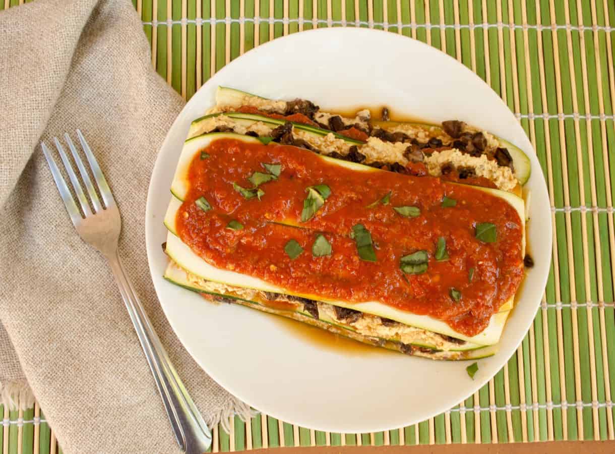 Raw Mushroom and Zucchini Lasagna