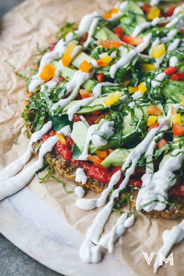 Raw Pizza with Butternut, Flax and Sunflower Crust