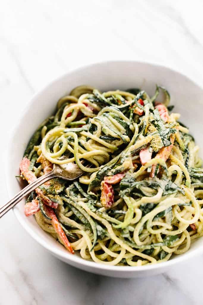 Raw Power Zucchini Pasta with Hemp Seed Alfredo Sauce