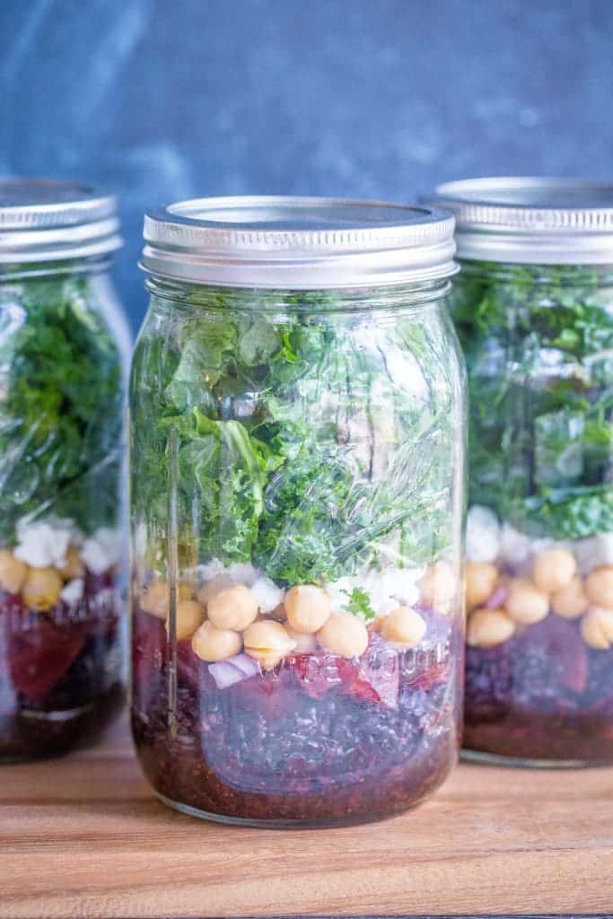 Roasted Beet, Chickpea And Black Rice Meal Prep Salads