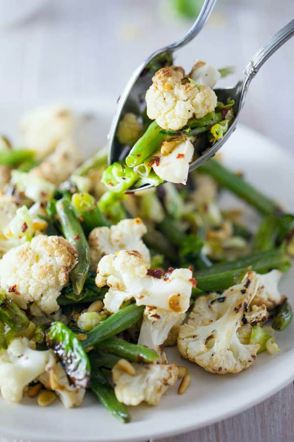 Roasted Cauliflower and Brussels Sprout Salad