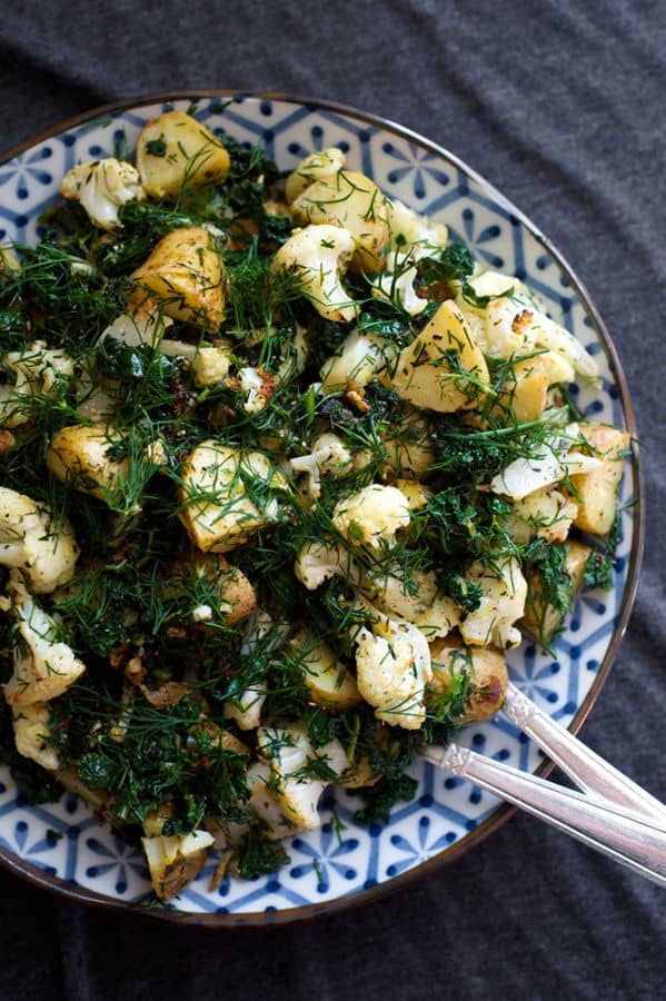 Roasted Cauliflower and Potato Salad with Lemon and Dill