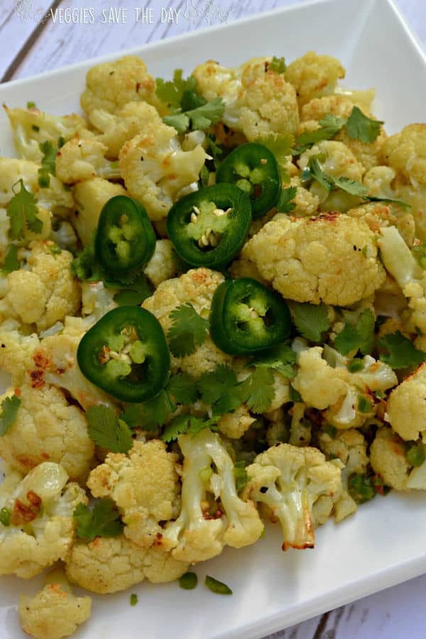 Roasted Cauliflower with Jalapeno and Lime