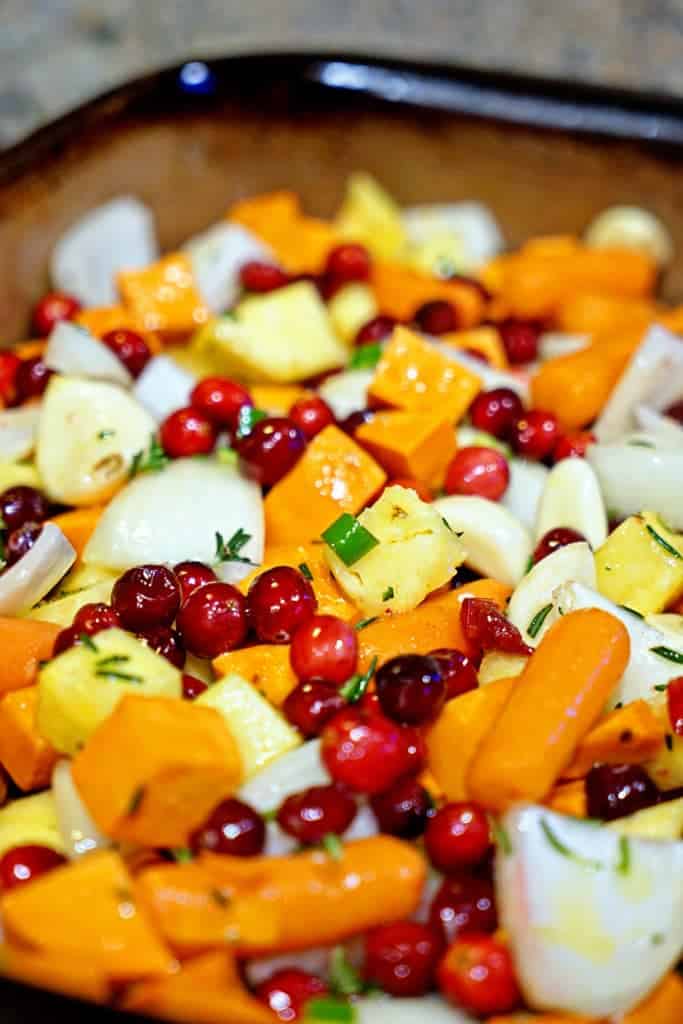 Roasted Sweet Potatoes, Cranberries and Pineapple