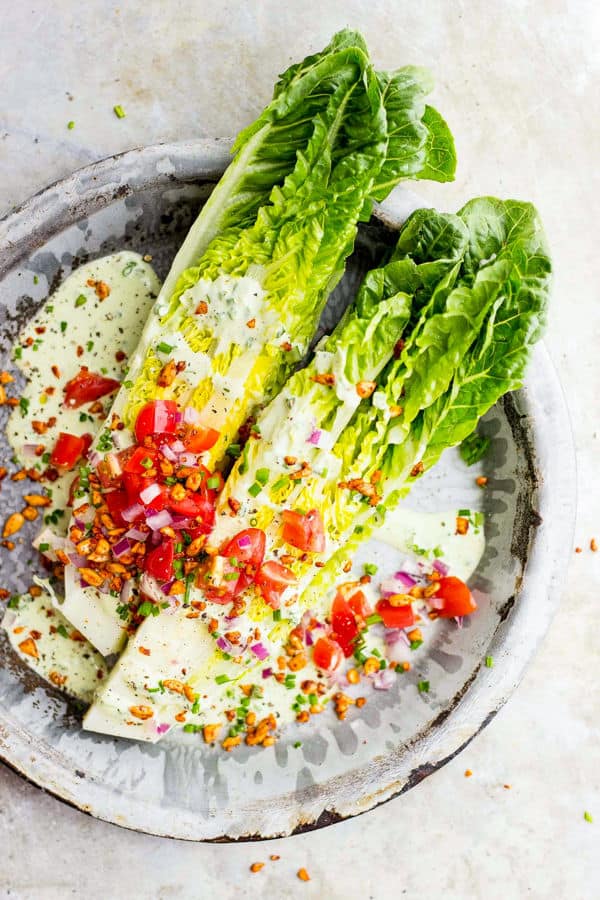 Romaine Wedge Salad with Chive Dressing + Smoky Sunflower Bits