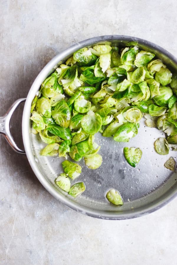 Sautéed Salt + Vinegar Brussels Sprout Leaves