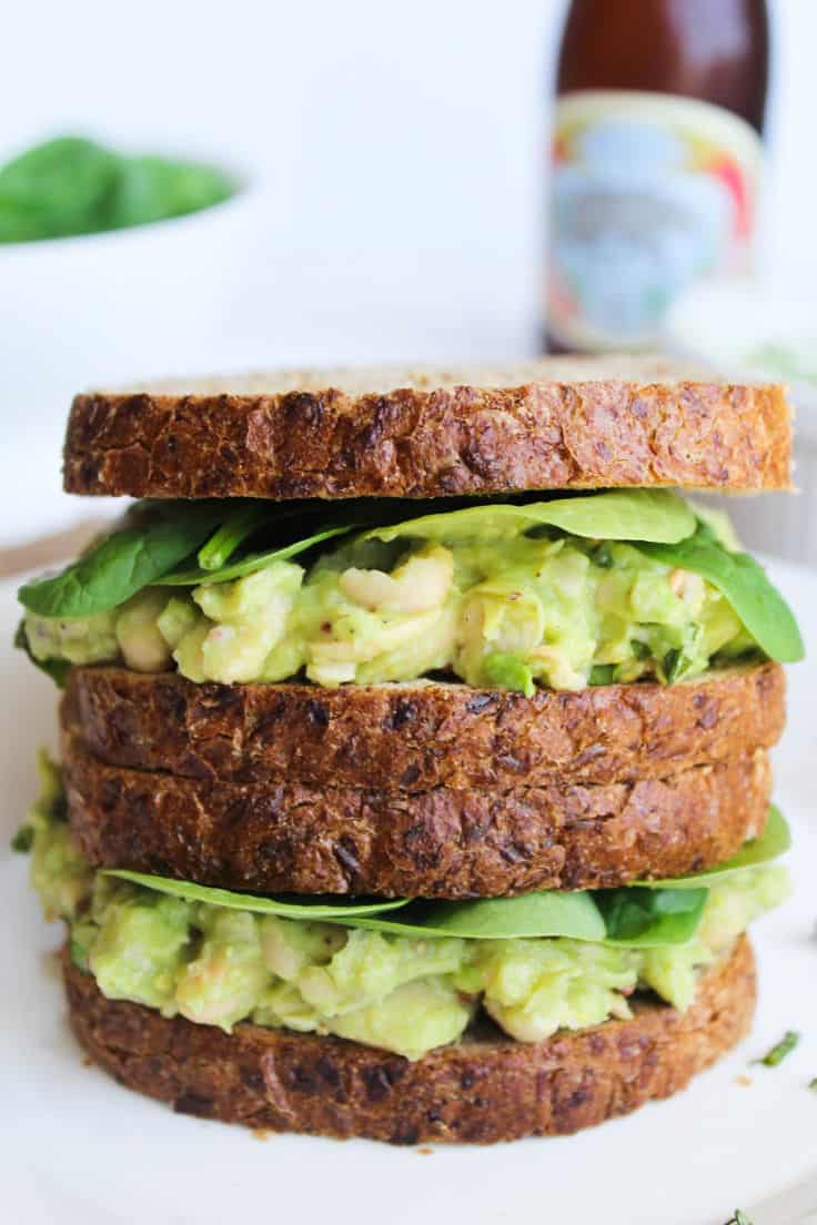 Smashed White Bean, Basil, & Avocado Sandwich