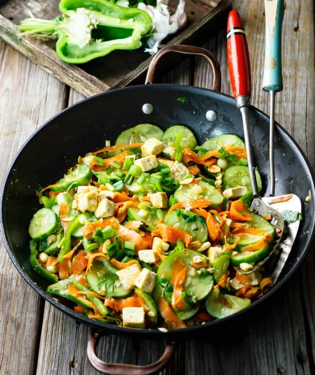 Spicy Cucumber Salad With Pan Fried Tofu