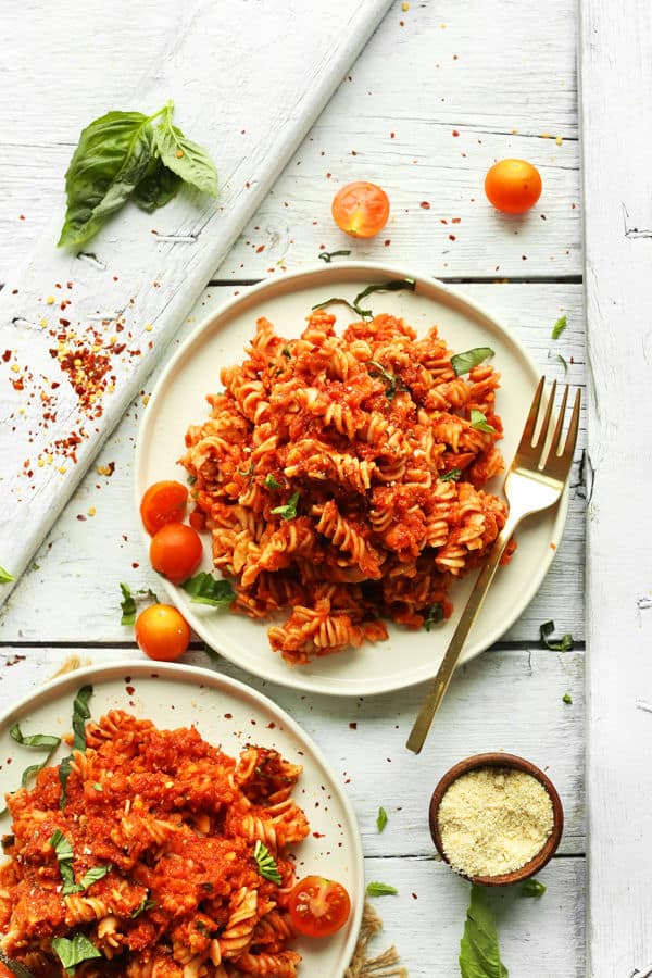 Spicy Red Pasta with Lentils