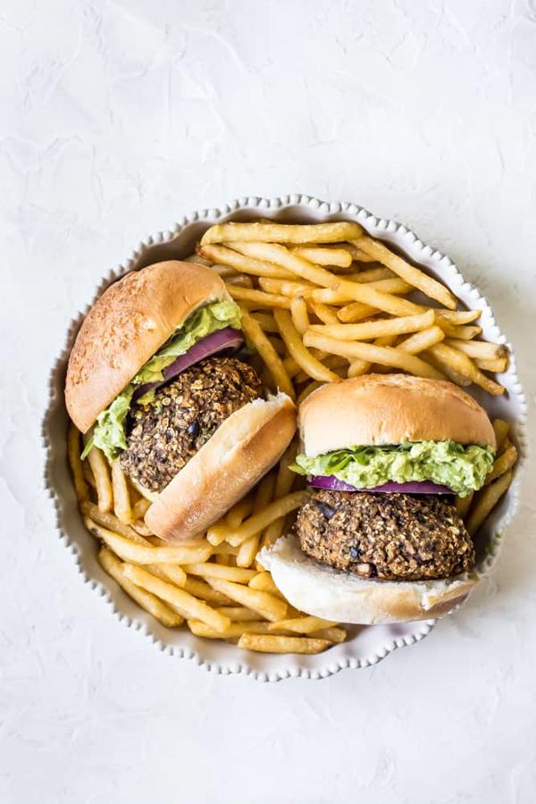 Sweet Potato Mushroom Guacamole Burgers