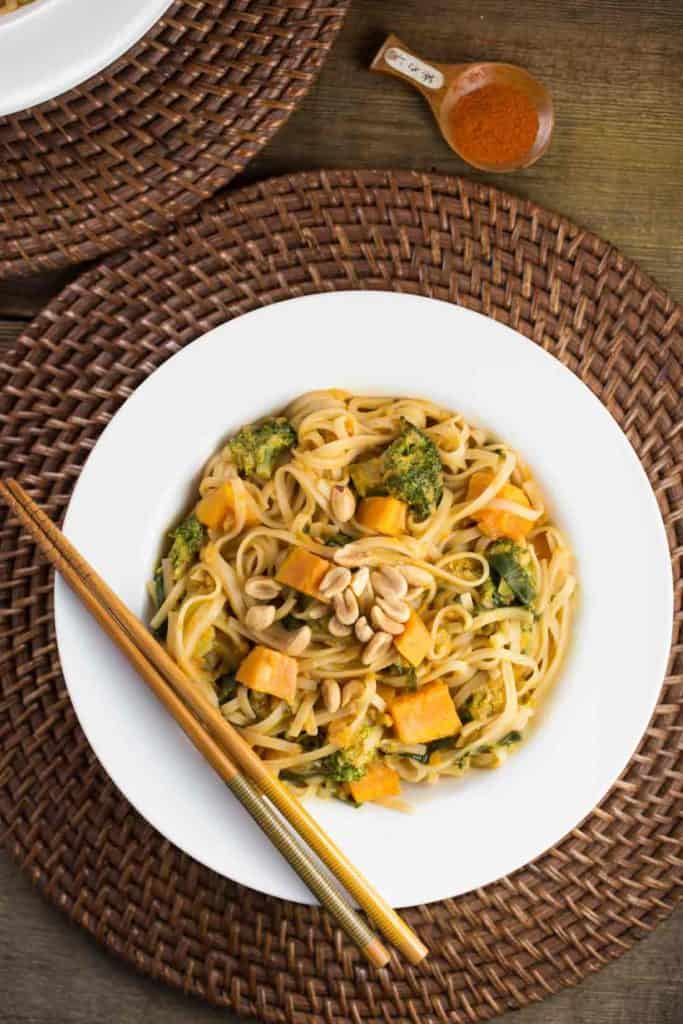 Sweet Potato Noodle Bowl with Peanut Sauce