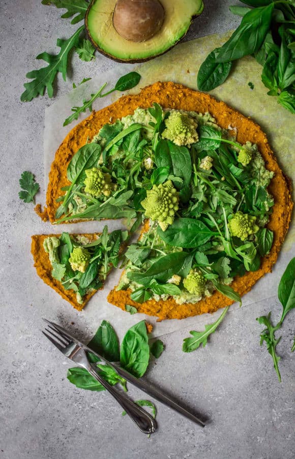Sweet Potato Pizza with Guacamole Topping